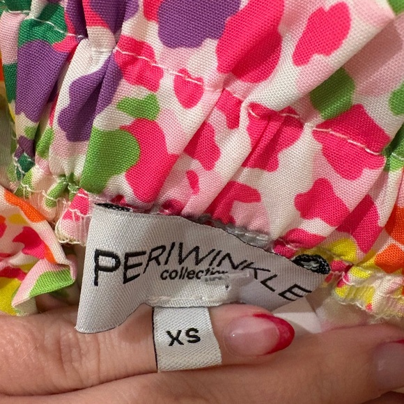 Colorful Ruffle Neck Blouse with Embroidered Puff Sleeves Boutique Printed - Picture 4 of 7